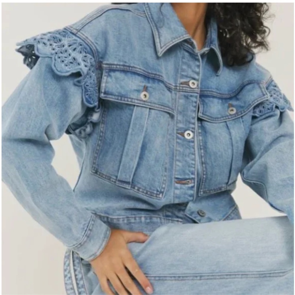 Blue Denim Jacket with eyelet detailing Something Navy